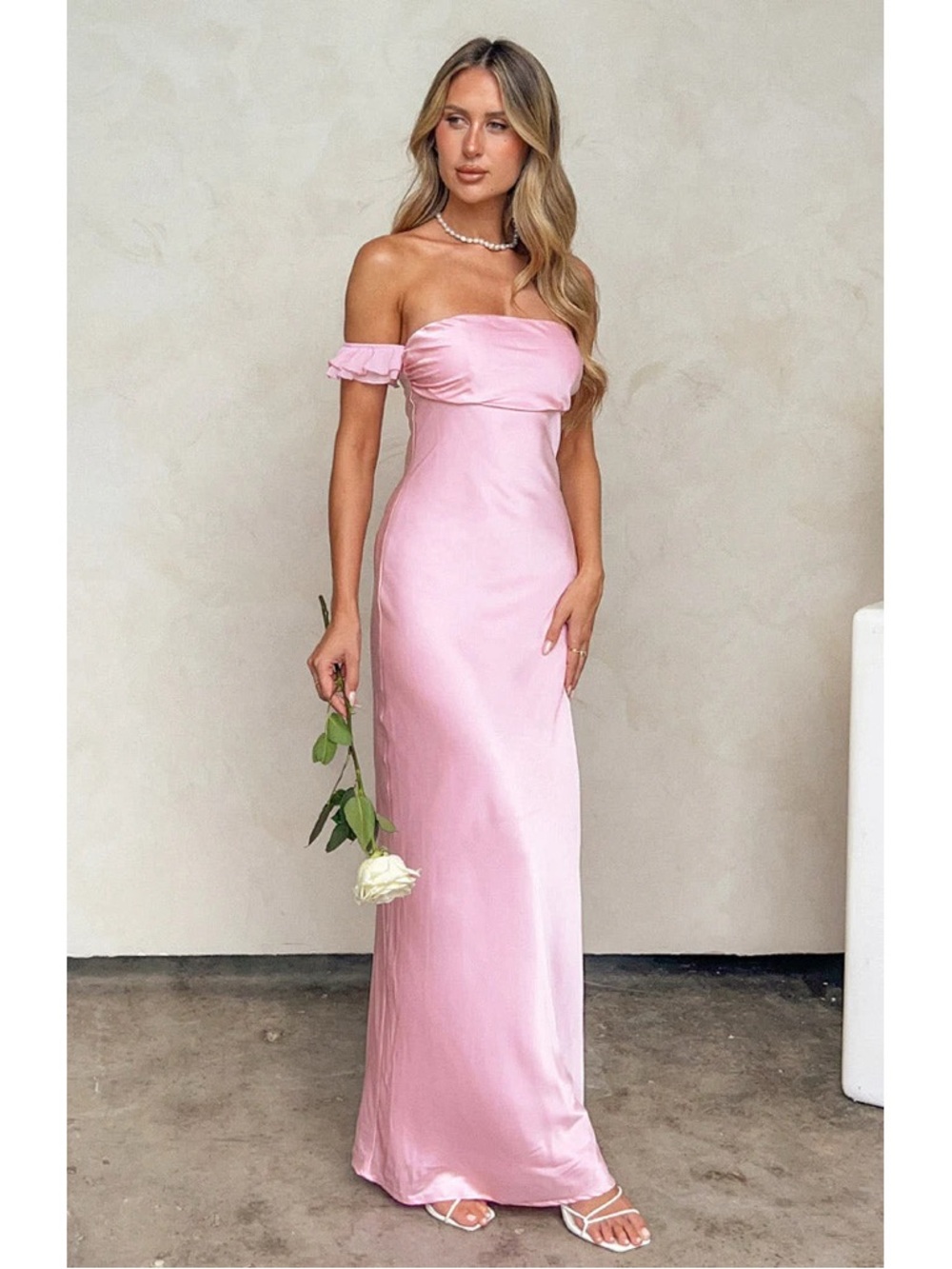 Beginning Boutique Elvira Pink Satin Formal Maxi Dress Size 6 NWT Wedding Guest